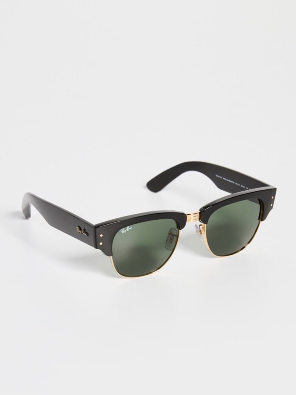 Ray-Ban Black & Gold Mega Clubmaster Sunglasses with Green Lenses